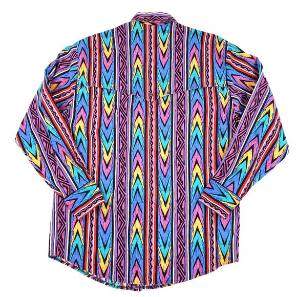 Vtg Steer West Western Shirt Large All Over Print Aztec Cowboy Long Sleeve USA - Picture 5 of 9
